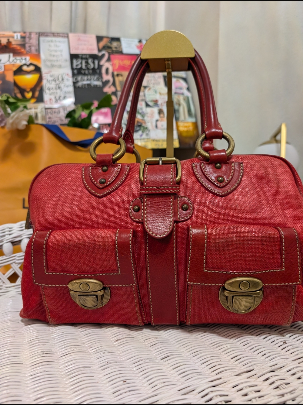 Marc Jacobs Venetia Red Leather Satchel with Brass Hardware - Picture 4 of 14